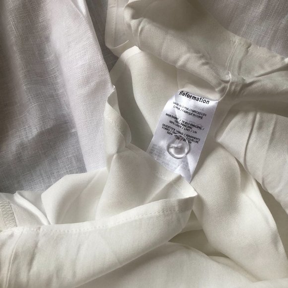 NEW BEST Reformation Balia Linen Midi Dress Sz4 White Linen Bow Sleeveless - Picture 9 of 13